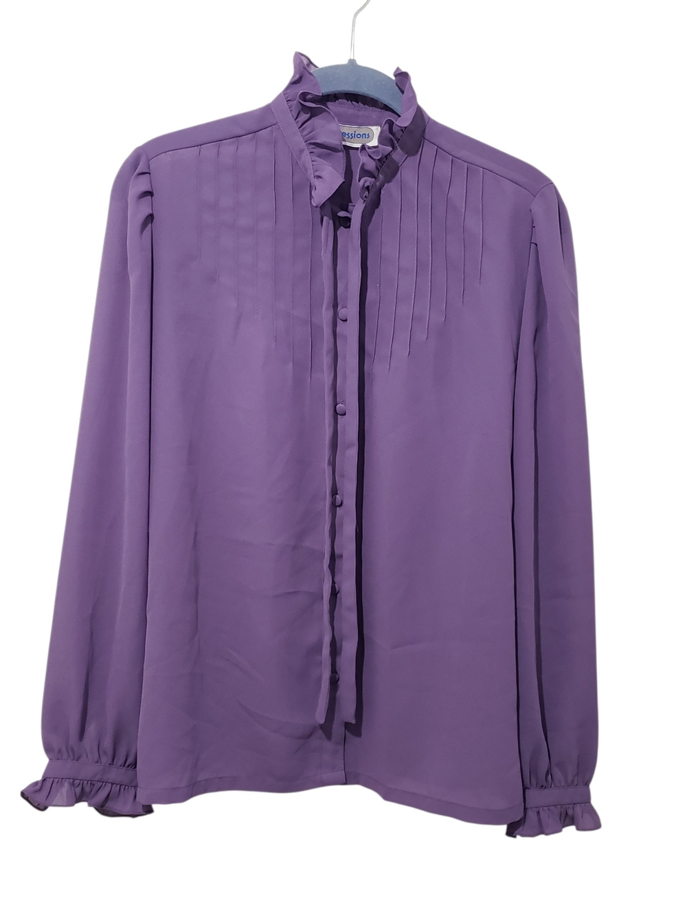 VTG IMPRESESSIONS Lavender Ruffle Tie-Neck Blouse Top | 12